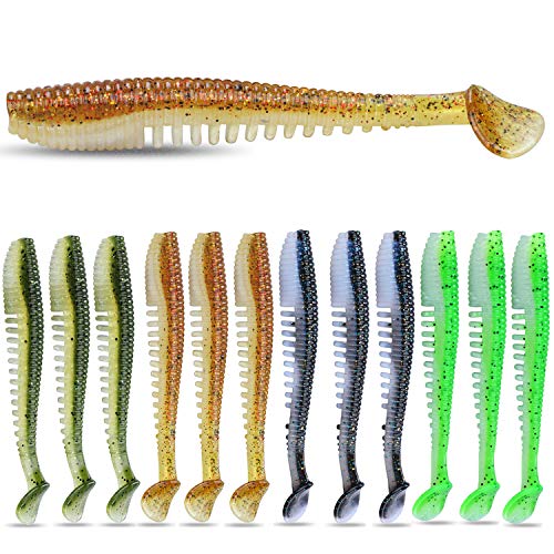 Sougayilang Fishing Lures Paddle Tail Swimbaits Fishing Soft Plastic Baits for Saltwater Freshwater