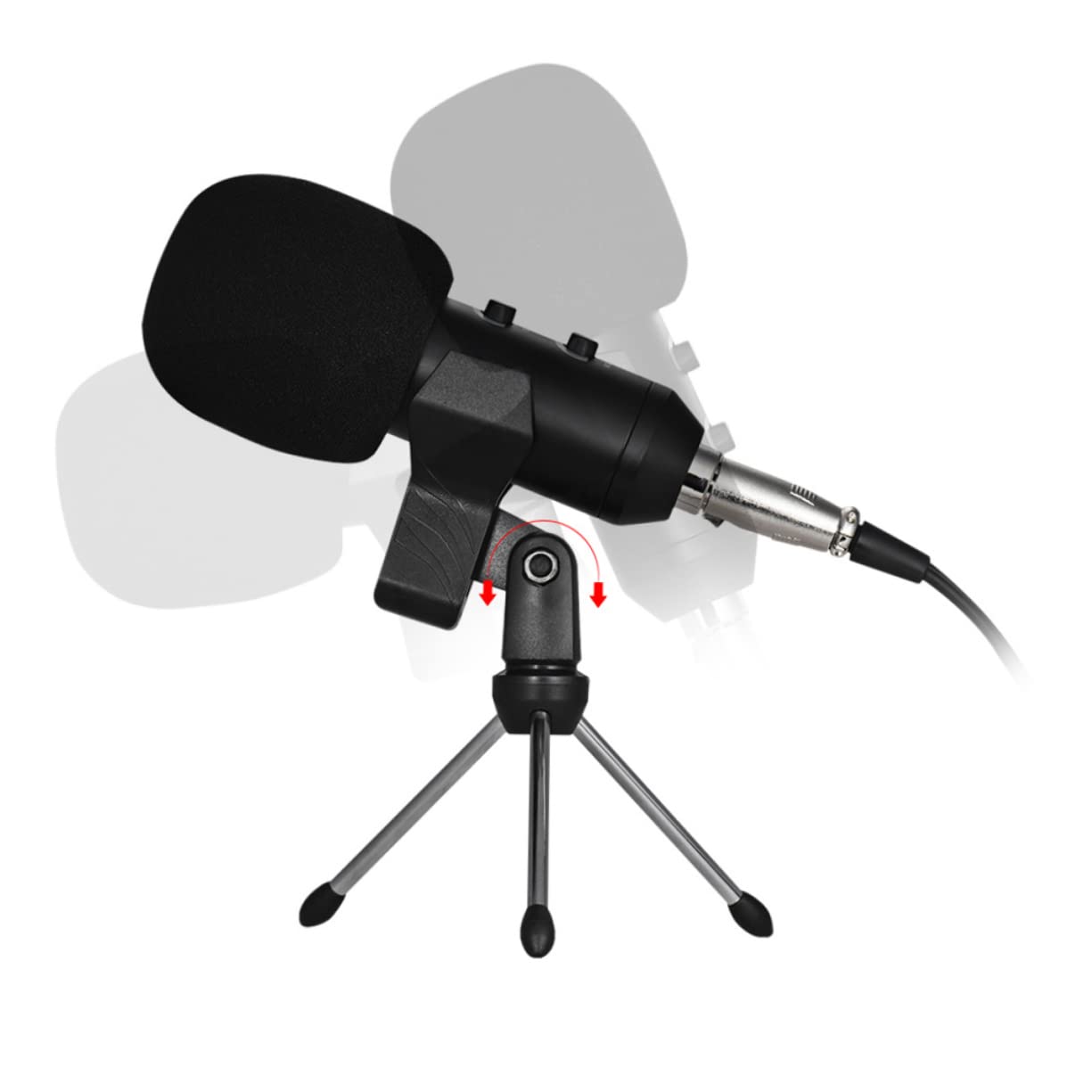 Vaguelly Kondensatormikrofon mit Aufnahmefunktion Rundfunkmikrofon für Webcast und Podcast mit Rackhalterung Winkelverstellung und Schaumstoffeinlage Standard-schraubadapter für Montage