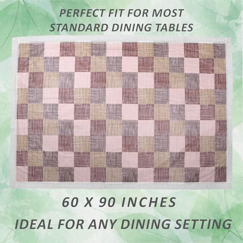 Image of Dakshya Industries 6 Seater PVC Waterproof Dining Table Cover 60x90 Inch | Floral Printed Washable Table Cloth with Lace Border