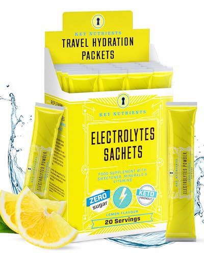 KEY NUTRIENTS Electrolytes Powder Packets - Refreshing Lemonade 20 Pack Hydration Packets - Travel Hydration Powder - No Sugar, No Calories, Gluten Free - Made in USA