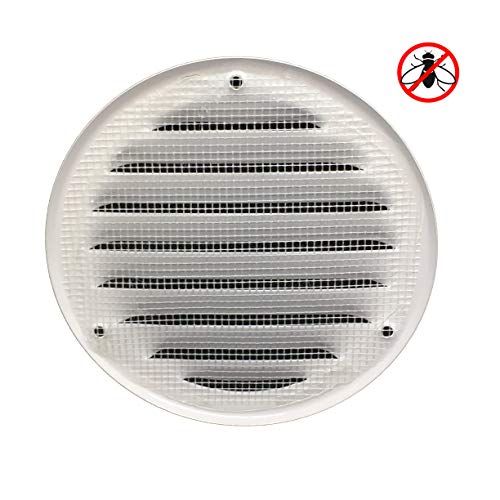 Vent Cover - Round Soffit Vent - Air Vent Louver - Grille Cover - Built-In Fly Screen Mesh - Hvac Ventilation (5'' Inch, Metal - White) #TOP1
