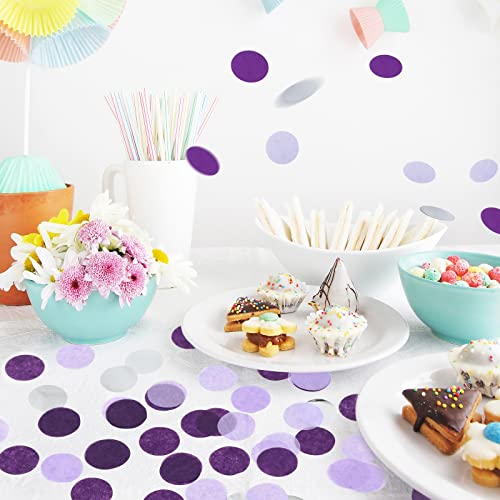Image of VCOSTORE 1 Inch Tissue Paper Confetti Circles,1.76oz Round Paper Table Confetti Circle Dots, Suitable for Birthday Wedding Party Decoration and Baby Shower decorations,Purple and Sliver,5000 Pieces