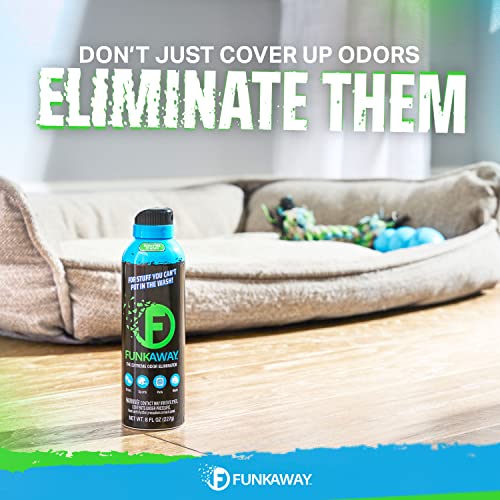 FunkAway Aerosol Spray, 8 oz., Extreme Odor Eliminator Spray, Ideal for Shoe Smells, Pet Odors and Bulky Stuff that Won't Fit in the Wash; Attacks Musty Odors at the Source