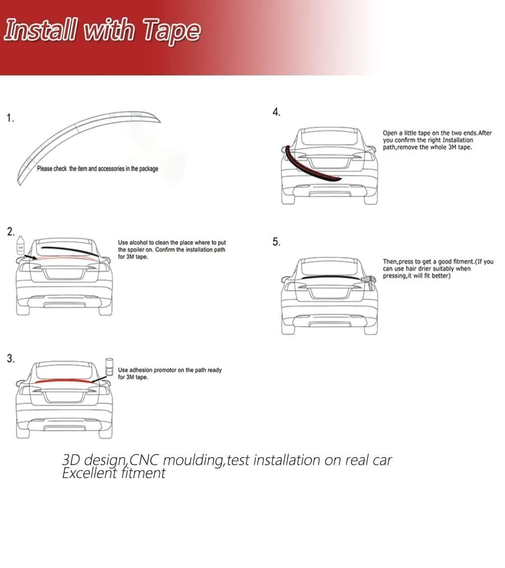 Coche Alerón Trasero para Mercedes Benz W205 C205 Coupe C200 C300 C63 2017 2018 2019-2021,Aleron para Maletero ala del Techo Coche Tuning Accesorios.
