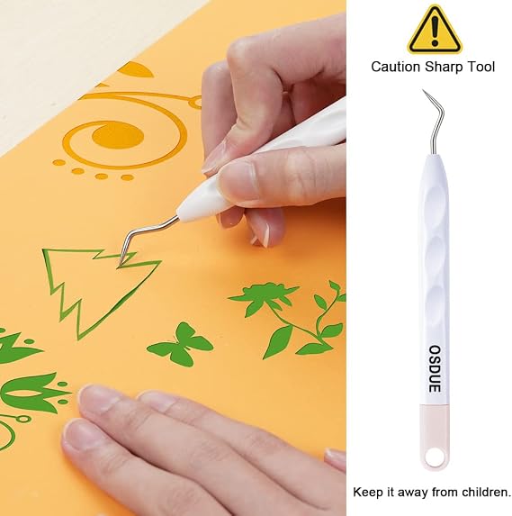OSDUE 3 PCS Vinyl Weeding Tools, Craft Weeding Tools Set, Stainless Steel Plotter Accessories for Cricut/Silhouette/Siser/Oracal 631 651 751 Vinyl