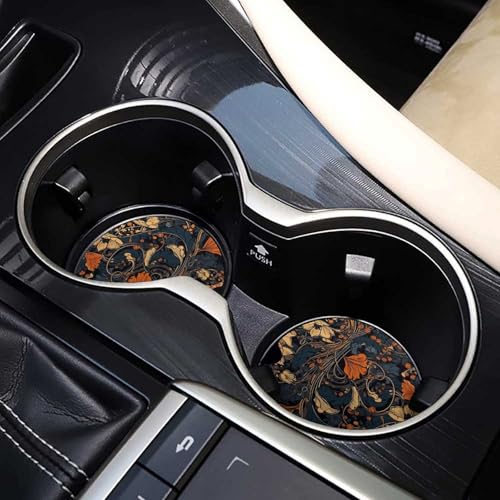 Portavasos para carro, estampado azul y naranja, pack 2, madera miniatura 7