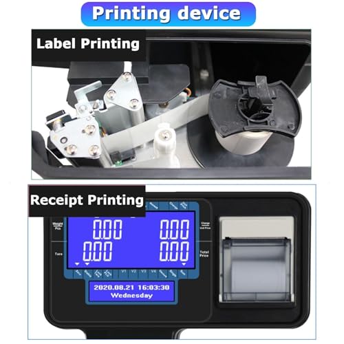 Commercial Digital Price Computing Scale with Thermal Label Printer, 6/15/30kg Capacity, Pole Display for Supermarkets, Efficient Label Printing & Counting Solution (Spanish, B)