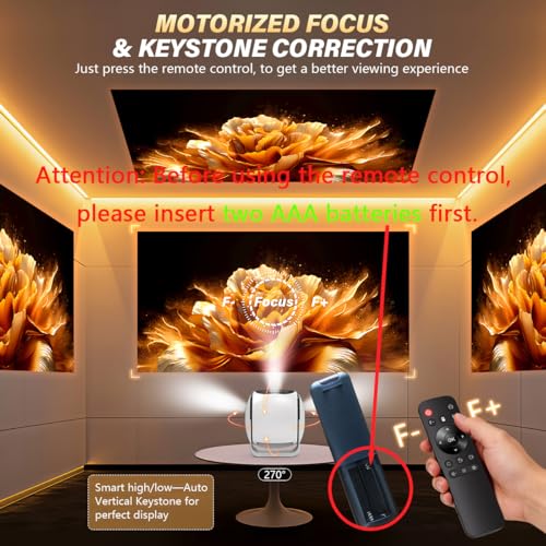 Image of zitronix Smart Projector for Room Built in Android 13 0.6: 1 Ultra Short Throw Projector for Home Cinema Keystone Correction with HDMI /WiFi /USB 65W Type-c Power Port & PD30W Power Bank Permitted