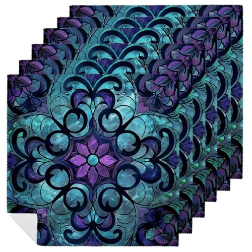Servilletas de tela con estampado vitral 6 piezas miniatura 1