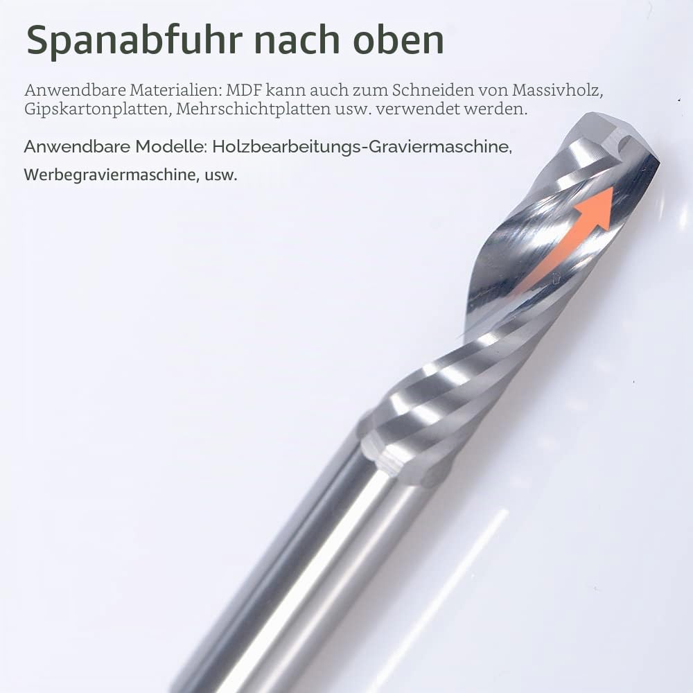 CNC-Fräser-Bits,Gravur-Bits,Schaftfräser,einschneidige Spirale, Upcut Router Bit, 1/8 Schaft,Wolframstahl,Gravur, Schnitzwerkzeug-Set für MDF, Acryl, PVC