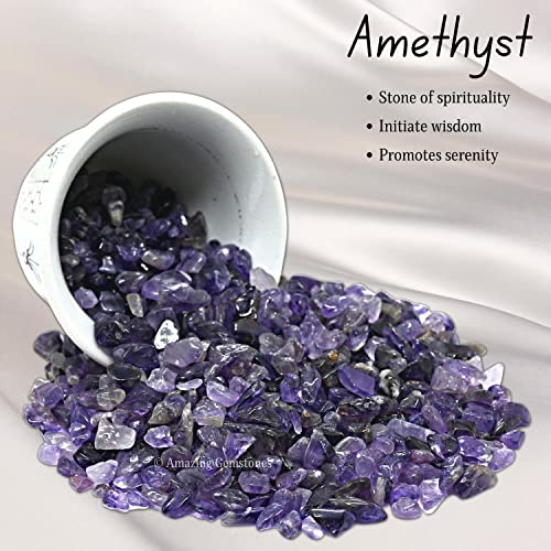 Image of Amazing Gemstone Amethyst Crystal Chips and Rocks - 1000+ Carat Bulk Aquarium Gravel, Small Tumbled Stone Chips and Tiny Crystals for Fish Tank Decoration (Natural AAA Grade Gemstones)