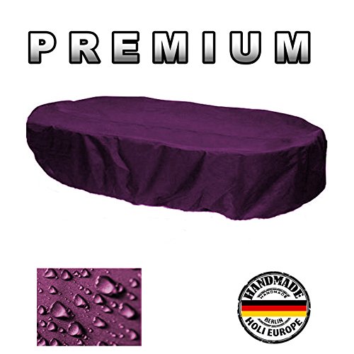 Holi Europe - Funda protectora para mesa de jardín (ovalada, 160 x 100 x 70 cm), color burdeos