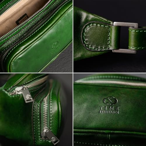 Image of Time Resistance Leather Waist Pack - Belly Bag, Belt Bag, Fanny Pack - Handmade in Italy (Green)