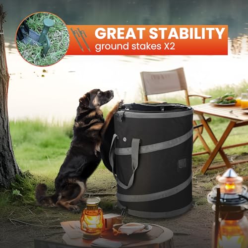 Image of Pop-Up Trash Bin with Removable Divider, 2 Pack, Heavy Duty Bottom, Collapsible Storage for Camping, Laundry, Storage and Garden, Waterproof and Tear Resistance Material with Air Vent