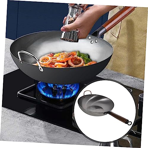 Wok de hierro tradicional redondo tamaño grande miniatura 6