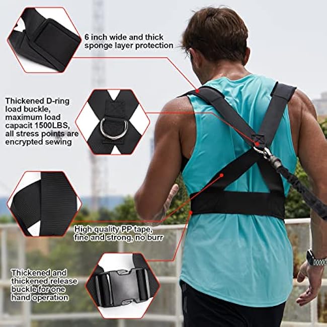 Resistance Running Training Bungee Band, Bungee Resistance Cord Set, Long Resistance Band, Lateral Movement Sprint Overspeed Training Fitness for Fast