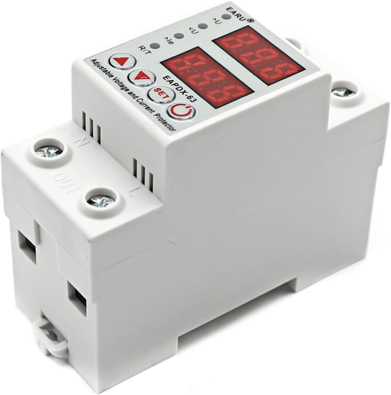 5Pcs Din Rail Dual Display Adjustable Over Voltage Current and Under Protective Device Protector Relay 40A 63A 220V 230V(80a,5 pcs)