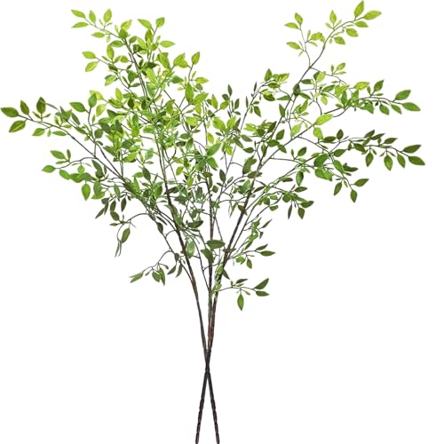 Cherica 43.3 Inch Green Nandian Fake Plants 2 Pcs Greenery Stems for Vase Decor Artificial Plants Faux Branches for Vase Filler Fake Leaves Office Home Decor