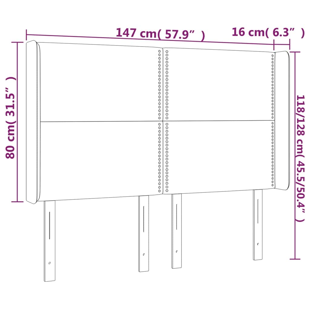 Cabecero de cama LED azul, 147 x 16 x 118/128 cm, altura ajustable, tela acolchada, con barra RGB, para jóvenes y adultos