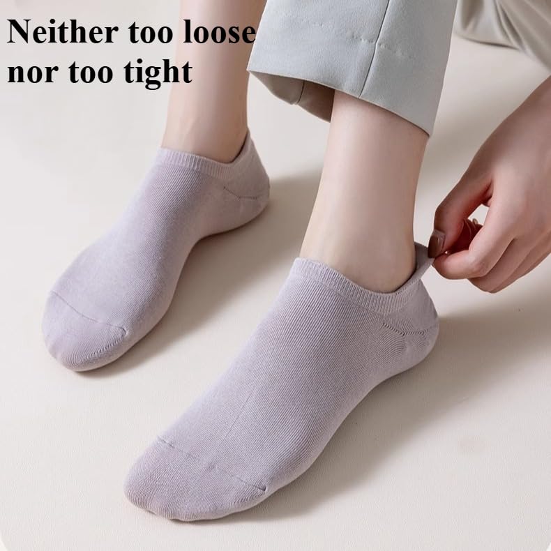 Image of Ankle Socks for Women Pure Cotton No Show Socks Womens with Heel Tab Color Low Cut Soft 5 Pairs 4-8