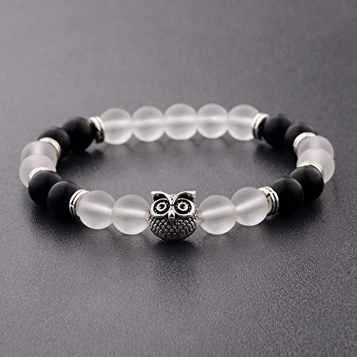 Bracelet en pierre naturelle matte de haute qualité avec charm chouette chic