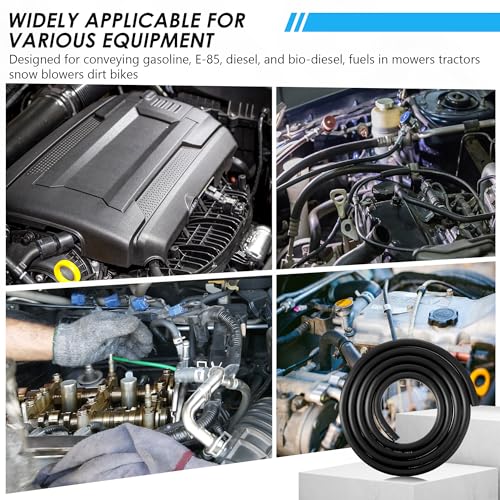 Image of 6Pcs 3 /8 inch 5 /16 inch 1 /4 inch 1 /2 inch 3 /16 inch 1 /8 inch ID NBR Fuel Line Hose Kit, 5FT
