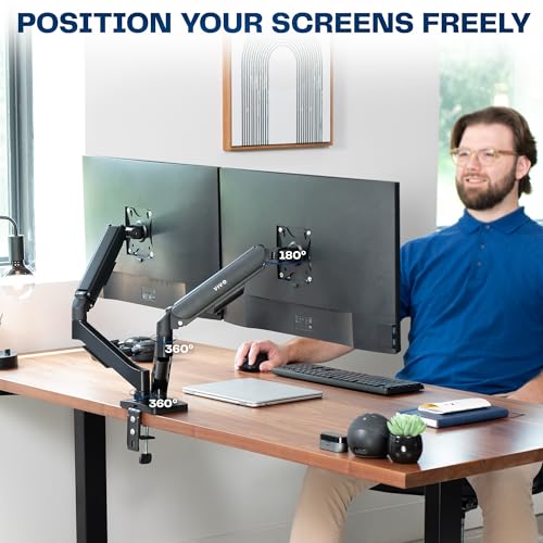 VIVO Dual Monitor up to 32 inches and 19.8 lbs per Screen, Pneumatic Arm Desk Mount, Articulating Counterbalance, VESA Stand, Classic, STAND-V002O - Image 6