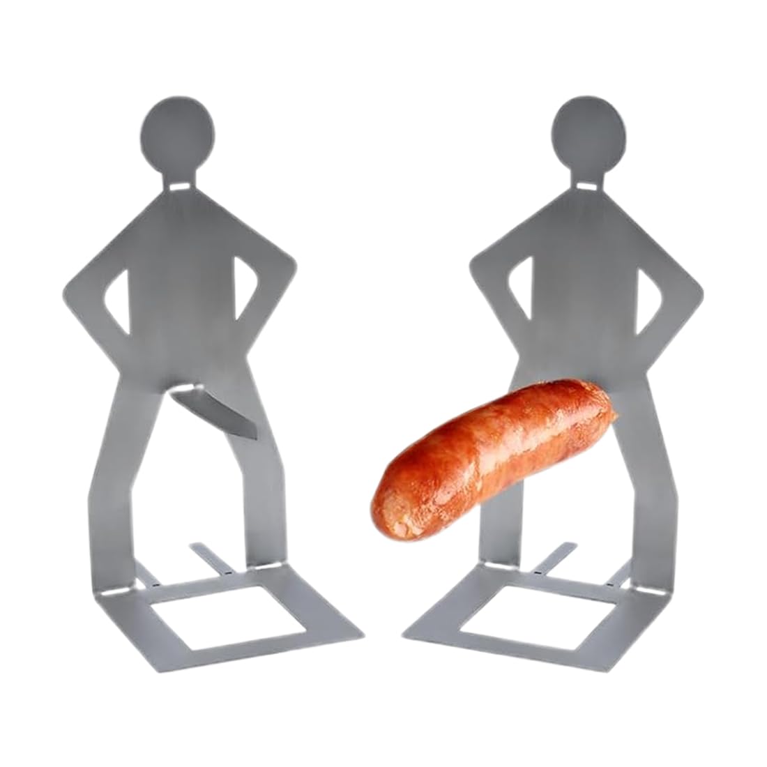 2 Pezzi Porta Salsicce in Acciaio Inox, Creativo Supporto per Salsicce a Forma di Uomo, Accessori per Barbecue a Gas, Strumenti Hot Dog BBQ, Posate da Barbecue Multifunzionali