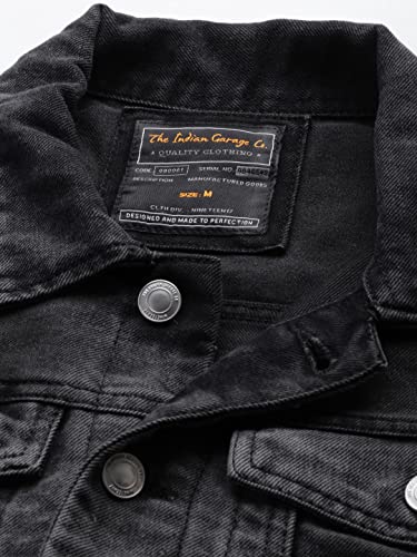 Image of The Indian Garage Co Men Slim Fit Solid Denim Trucker Jackets