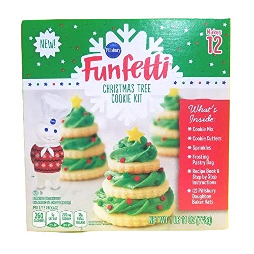 Funfetti Holiday Cookie Baking Kits, Makes 12 Christmas Trees and 12 Cookie Sandwiches with Frosting and Sprinkles