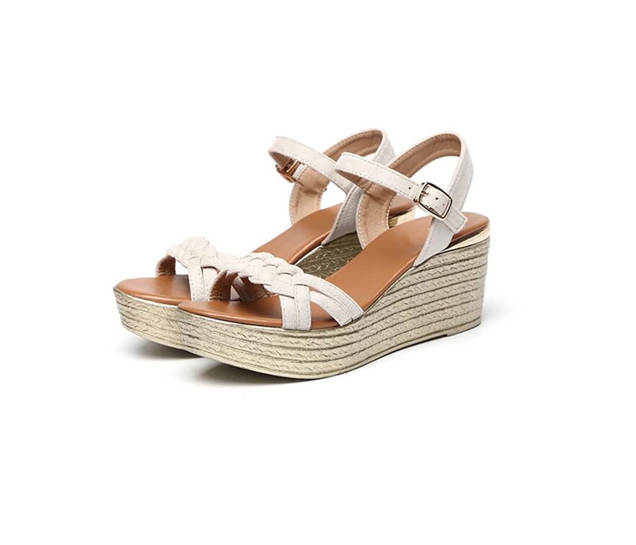 Sandales hautes blanches open toe pour femmes chaussures d'été à boucle taille 35