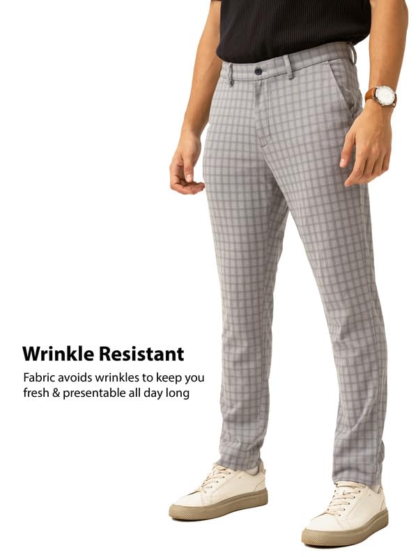 Image of The Pant Project Luxury PV Stretchable Casual Checks Pant for Men | Stylish Slim Fit Men's Wear Trousers for Office or Party