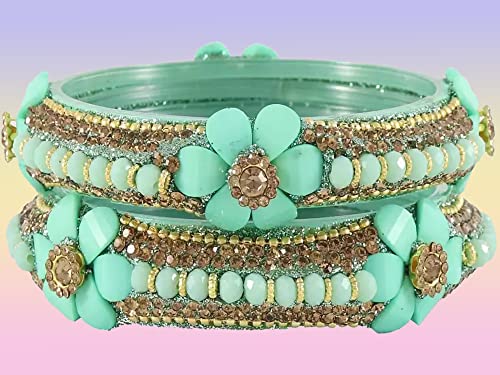 Image of NMII Viral Multi Colour Glass Bangles with Golden Ghungroo Charms & Stone Work For Women & Girls | Fancy Designer Glass Bangle | Traditional Chudi | Kanch Ki Churi | Stylish Ghungroo Bangle For Women