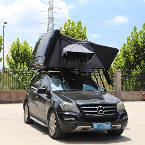 Travel Cat Rooftop Tent Hard Shell,Rooftop Tent for Jeep SUV Pickup Truck Van Overland Tents, Hardshell Travel Cat Roof Top Car Camping Clamshell Roof Rack Tents