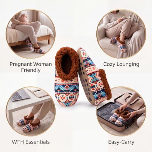Image of The Metluks Womens Slippers Indoor Soft Sole Slipper Socks | Fuzzy sherpa lining, warm winter comfort, non slip grippers, flexible feel, washable, cozy home wear