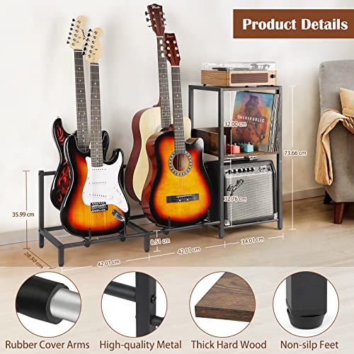 Support de guitare à 4 niveaux pour guitare acoustique, électrique, basse, support de support de guitare réglable au sol pour plusieurs guitares - Les Beatles, Paul McCartney, John Lennon, RIngo Starr, George Harrison Support de guitare à 4 niveaux pour guitare acoustique, électrique, basse, support de support de guitare réglable au sol pour plusieurs guitares – Image 4