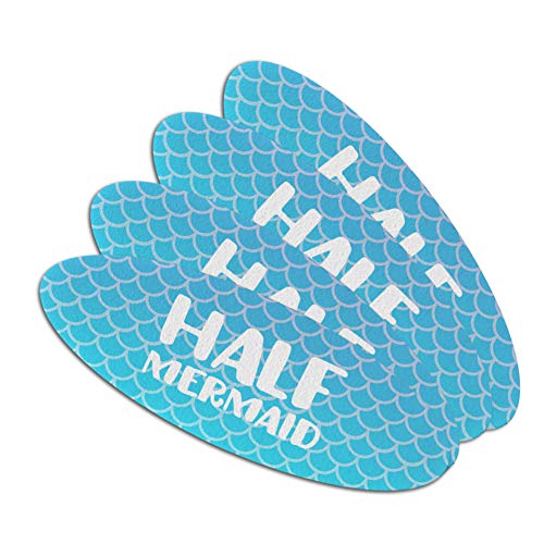 Half Mermaid With Blue Scales Double-Sided Oval Nail File Emery Board Set 4 Pack
