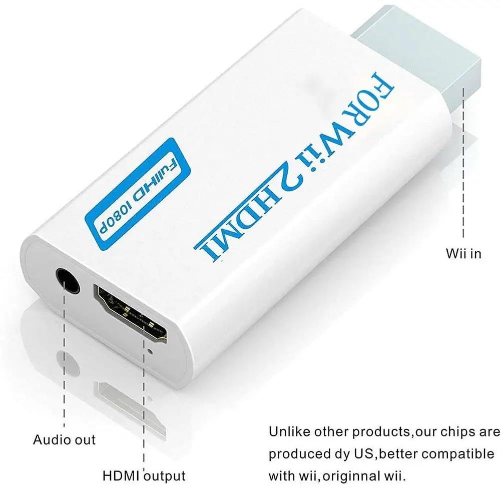 Wii HDMI adapter Video Wii na HDMI złącze konwertera 1080P/720P wejście i wyjście wideo i audio 3,5 mm HD konwerter HDTV obsługuje wszystkie tryby wyświetlania NTSC 480i 480p PAL 576i 720p