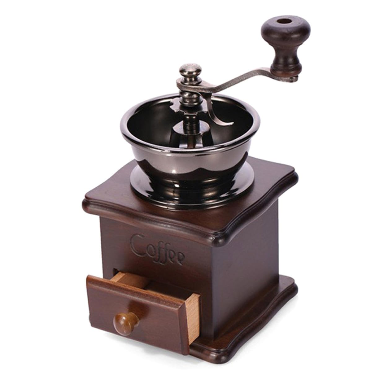 Molinillo de Café Manual de Madera y Metal Grosor Ajustable | Molinillo Cafe Muelas Ceramica, para Café Fino, Molienda Manual de Granos de Café