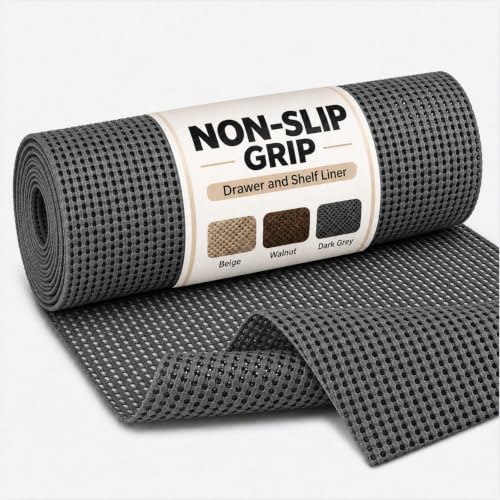 Image of Ash & Roh - Anti Slip Drawer Mat for Shelf and Shelves, Strong and Durable Non-Adhesive Grip Liner Mat for Bedroom Wardrobe Cabinet and Kitchen Place mats (Gray (30x500))