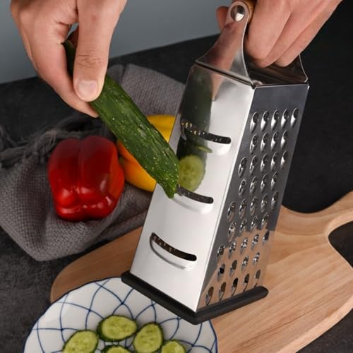 Rallador de 4 caras con mango de madera y acero inoxidable miniatura 4