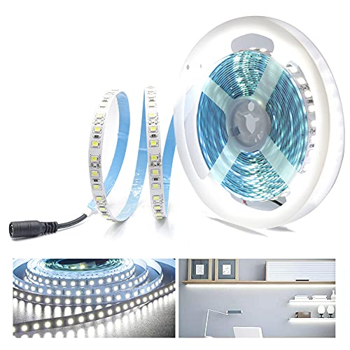 Arotelicht 12V Ruban Flexible LED 5M 600leds 2835smd Blanc Froid 6000K Bande Blanche IP20 Intérieur Installation facile Décoration d'éclairage, Festival, Noël, Placard, TV, Pas de transformateur