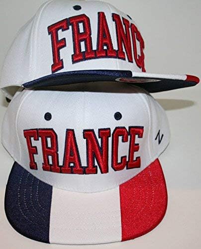 Zephyr France Country Blue White Red French Flag Series White Mens/Womens Top Snapback Adjustable Hat/Cap