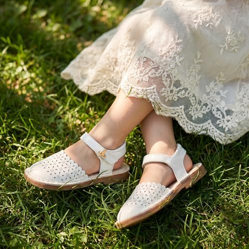 Image of THEE BRON Toddler Floral Cutout Closed Toe Sandals for Girls Breathable Summer Shoes