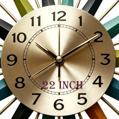 22 Inch Mid-Century Style Metal Crystal Wall Clock, Star-Shaped Silent Decorative Wall Clock, Suitable for Living Room,Bedroom,Dining Room,Porch,Office - Image 3