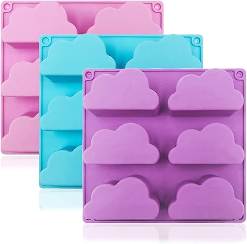 Paquete de 3 moldes de jabón para hacer jabón, FineGood silicona nube molde de jabón suministros para hornear pasteles moldes de silicona para pudín