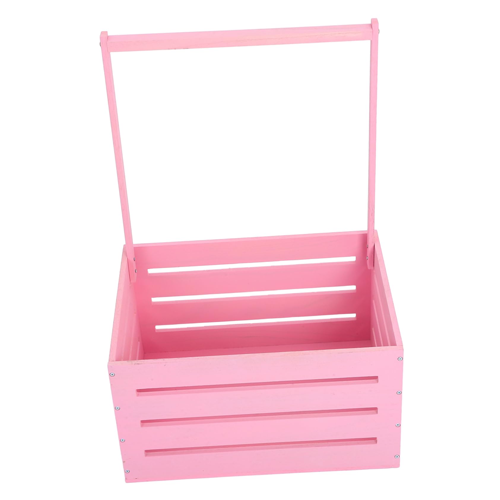Cesta de Madera con Asa Rosa para Baby Shower y Almacenaje