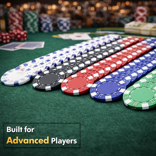 Image of WISHKEY Poker Chips Set 100 Pieces Non-Printed Casino Style Double Injection Iron Core Chips Heavyweight 11.5g Rupees Value Poker Tokens for Casino & Home Games