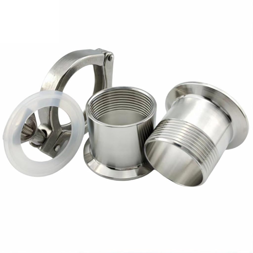 Adapter gwintowany 1/4" 3/8" 1/2" 1" 2" z osłoną zacisku trójpunktowego, stal nierdzewna SS304 z uszczelką PTFE, 1 zestaw(DN50 clamp 77.5)