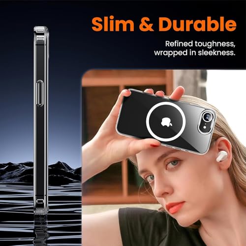 Image of Magnetic for iPhone 17e /16e Clear Case with Privacy Screen Protector & Full Camera Cover,[Non-Yellowing] Shockproof Clear Phone Case with MagSafe Women Girls for iPhone 16 e /17e